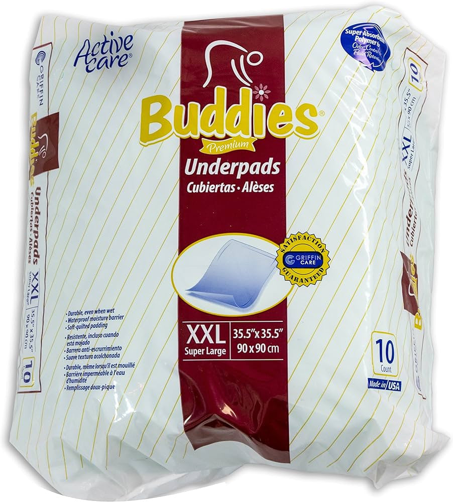 Buddies Premium Underpads, Xx-Large, Size: 36 X 36 Inches - 10 Ea/Bag, 4 Pack